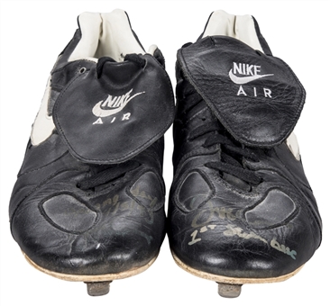 1993 Jeff Conine Game Used, Signed & Inscribed Nike Cleats Used For Opening Day/1st Stolen Base (JT Sports & JSA)